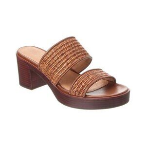 Madewell Double-Strap Straw & Leather Platform Sandal 7.5